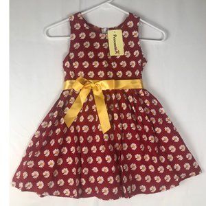 PrincesasA Girls Red w/Daisy Flowers 100% Cotton Spring Summer Dress 120cm